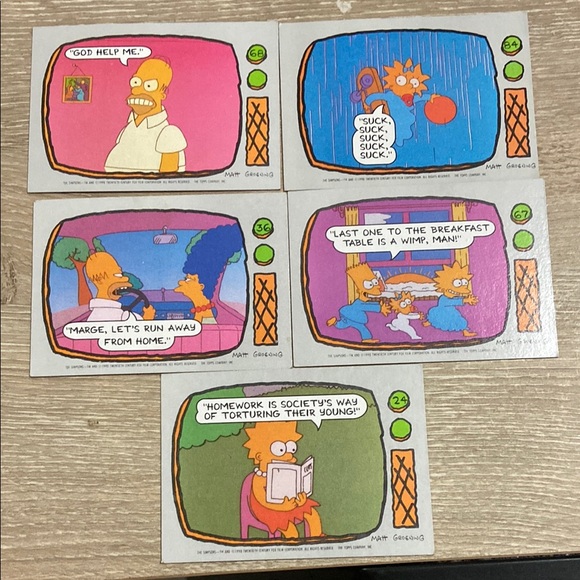 Topps Other - 1990 Topps The Simpsons Cards Set of 5